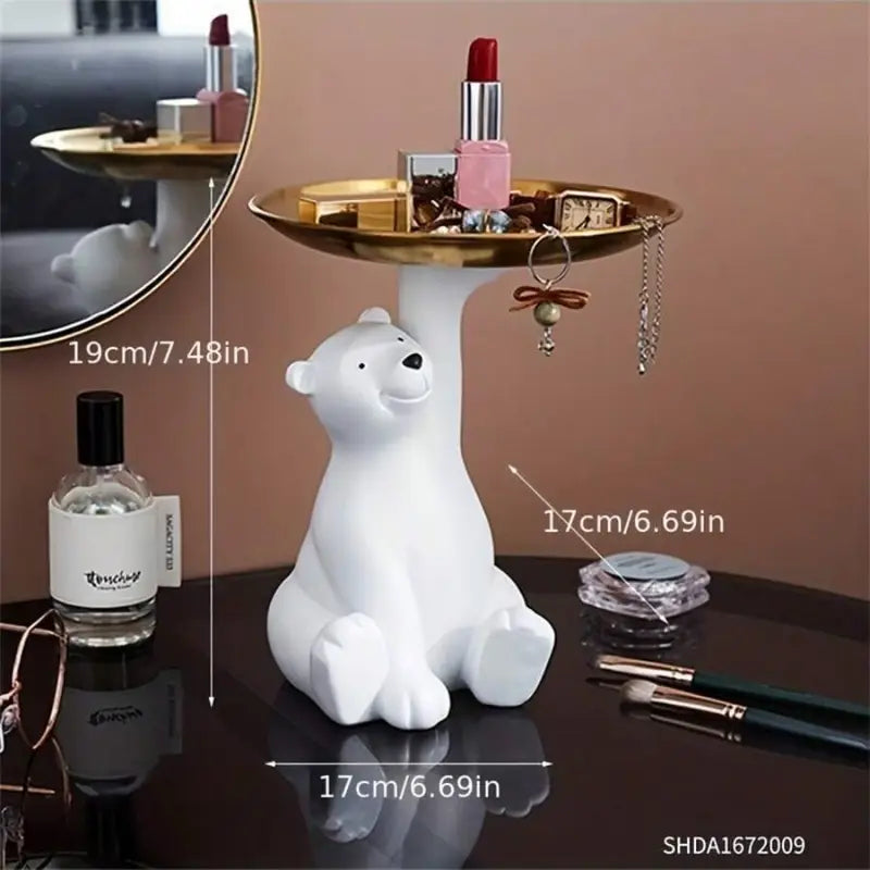 Boho Striped Polar Bear Resin Storage Tray