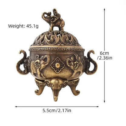 Graceful Alloy Elephant Incense Burner