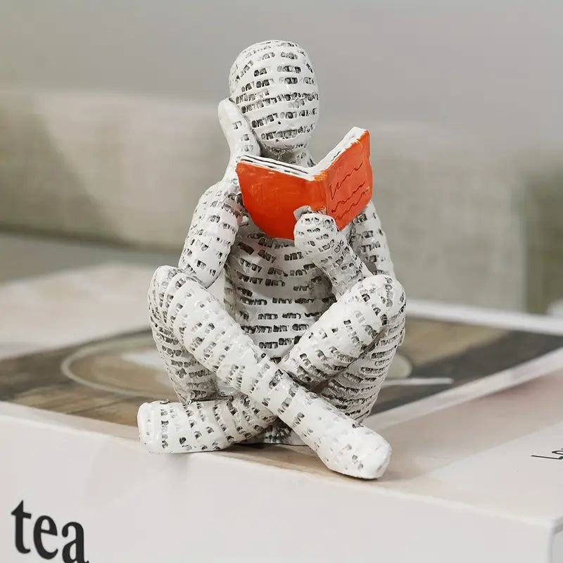 3 PCs Abstract Reading Figure Sculpture Set Ornament