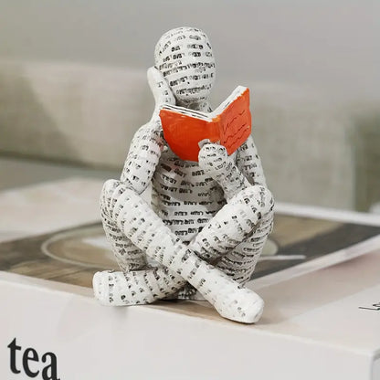 3 PCs Abstract Reading Figure Sculpture Set Ornament