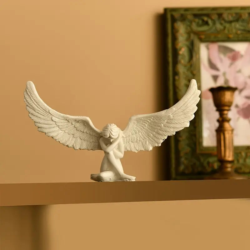 Exquisite Angel Wings Figurine Elegant European Style Tabletop Ornament