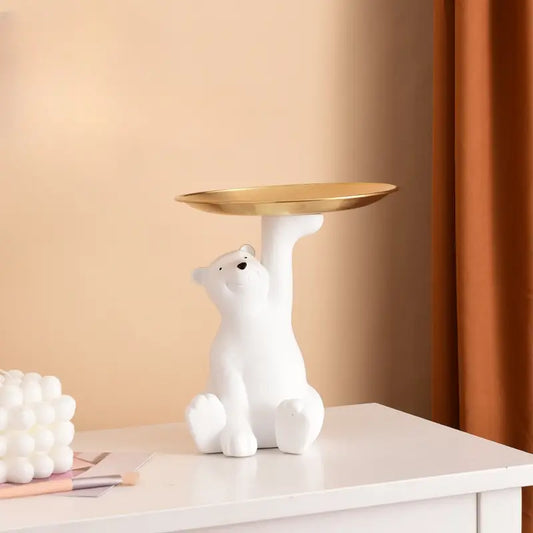 Boho Striped Polar Bear Resin Storage Tray