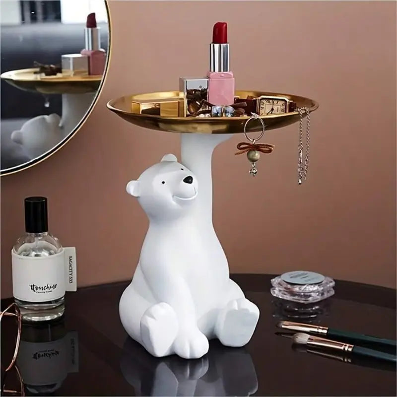 Boho Striped Polar Bear Resin Storage Tray