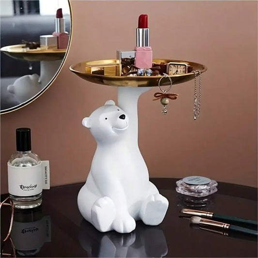 Boho Striped Polar Bear Resin Storage Tray
