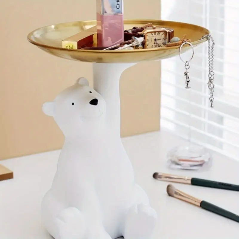 Boho Striped Polar Bear Resin Storage Tray