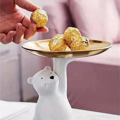 Boho Striped Polar Bear Resin Storage Tray