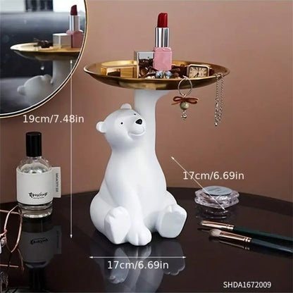 Boho Striped Polar Bear Resin Storage Tray