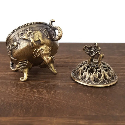 Graceful Alloy Elephant Incense Burner
