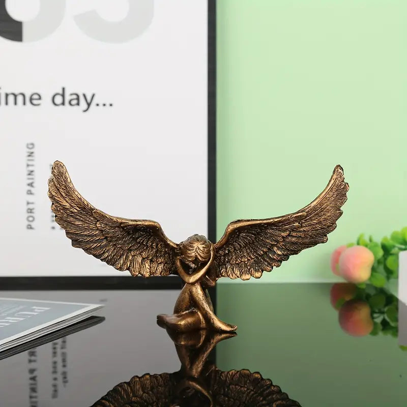 Exquisite Angel Wings Figurine Elegant European Style Tabletop Ornament