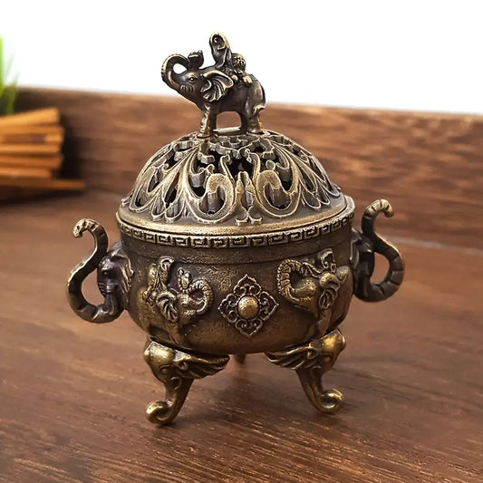Graceful Alloy Elephant Incense Burner