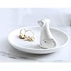 Adorable White Dog Ring Holder Spotted Dog Ceramic Jewelry Tray Dalmatians Porcelain Trinket Dish for Wedding Engagement