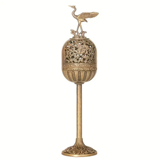 Bronze Crane Hollow Incense Burner Set