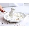 Adorable White Dog Ring Holder Spotted Dog Ceramic Jewelry Tray Dalmatians Porcelain Trinket Dish for Wedding Engagement