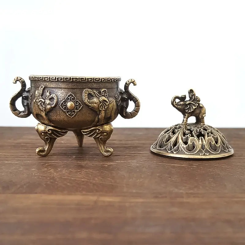 Graceful Alloy Elephant Incense Burner