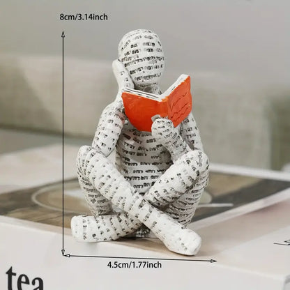 3 PCs Abstract Reading Figure Sculpture Set Ornament