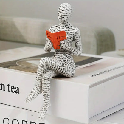 3 PCs Abstract Reading Figure Sculpture Set Ornament