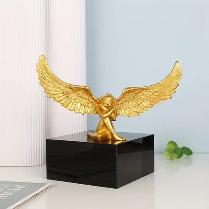Exquisite Angel Wings Figurine Elegant European Style Tabletop Ornament