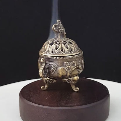 Graceful Alloy Elephant Incense Burner